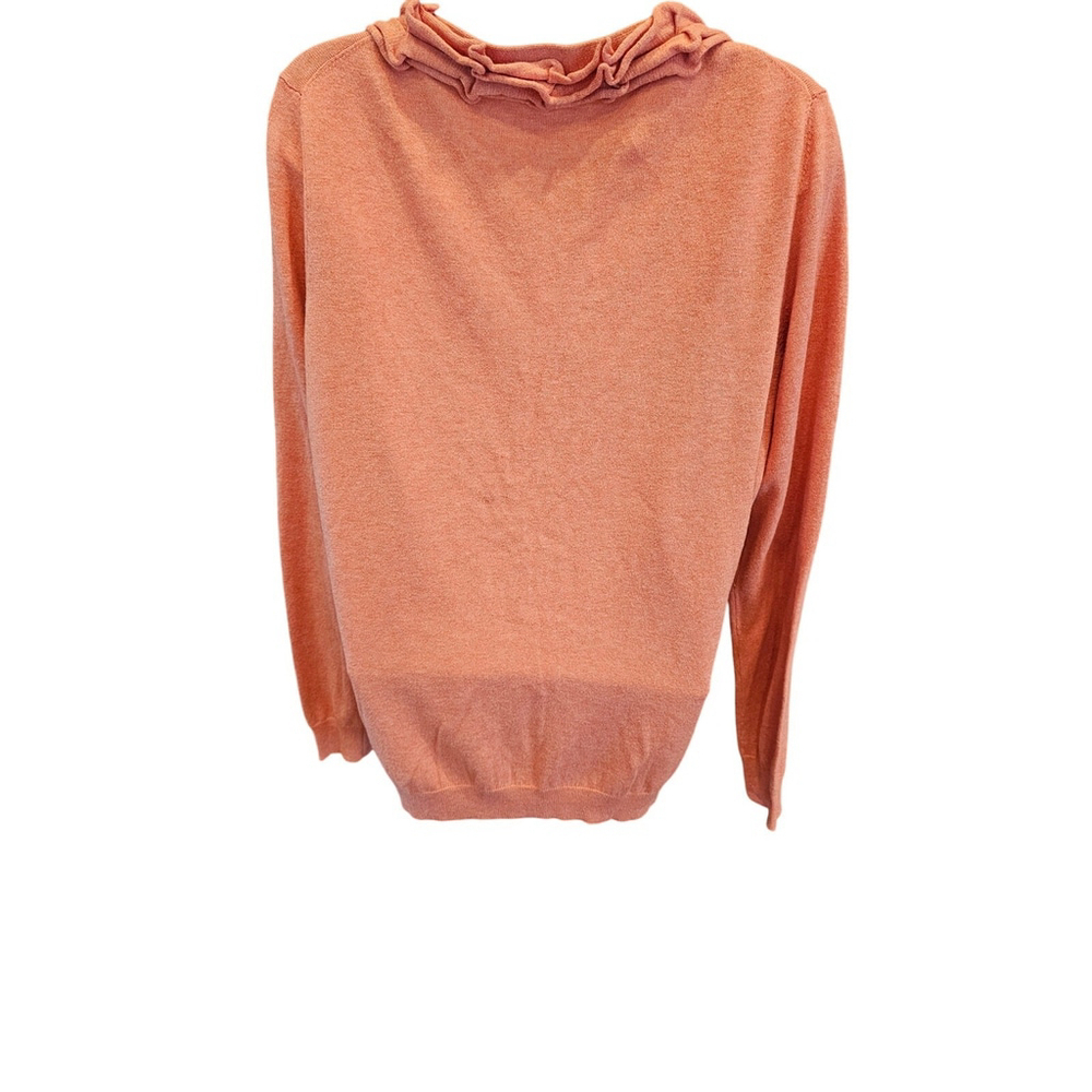 Talbots Wool Blend Sweater Ruffled Coral Button Up Large - Picture 3 of 8